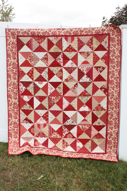 Hour Glass Layer Cake (precuts) quilt pattern using French General Fabric