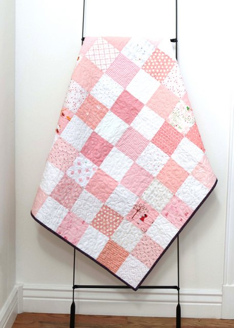 Simple Checkerboard Pink Patchwork Quilt - Diary of a Quilter - a quilt blog