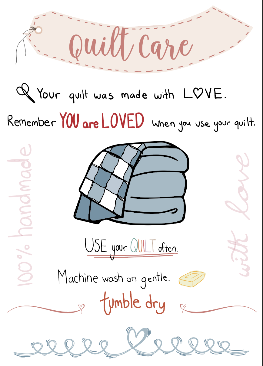 Screen Shot 2019-10-29 at 5.28.07 PM | Free Printable Quilt Care Instructions + Gift Tags by popular Utah quilting blog, Diary of a Quilter: image of printable quilt care instructions card tied to it with twine. 