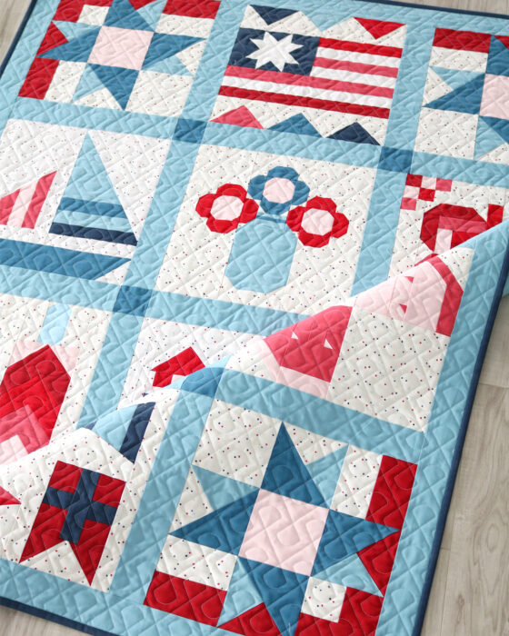 Summer Block Party sampler quilt by popular quilt designers